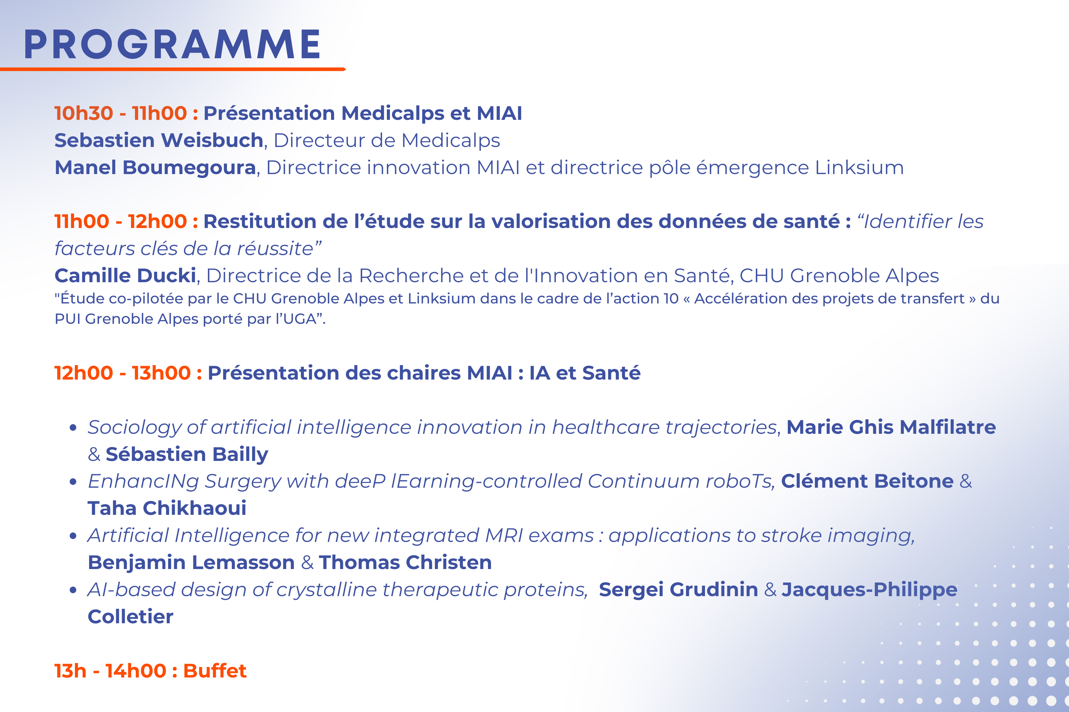 Programme MIAI MEETING
